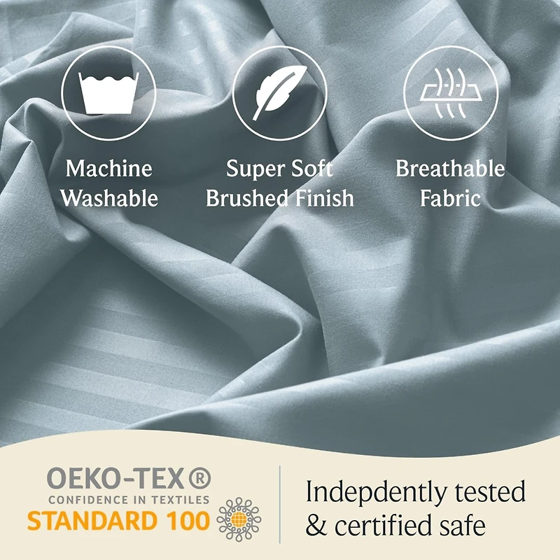 3PC Striped Silky Soft Cooling Deep Pocket Performance Sheet Set - Striped