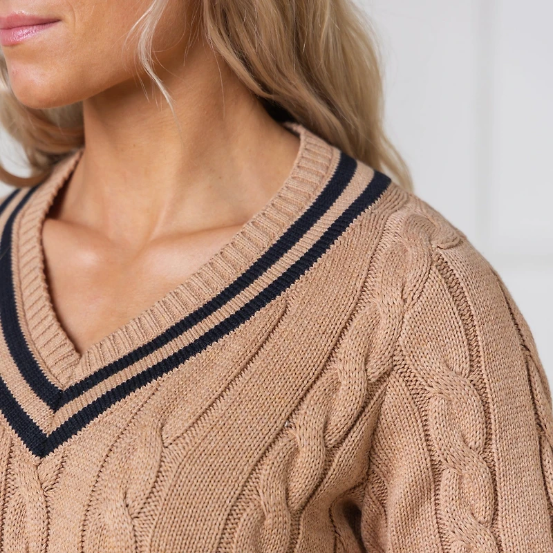 Hope & Henry Women's Long Sleeve V-Neck Cricket Sweater