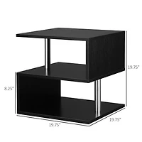 Homcom 19.75" Chic Designer S-Shaped Multi-Level Accent End Table Shelf, Black