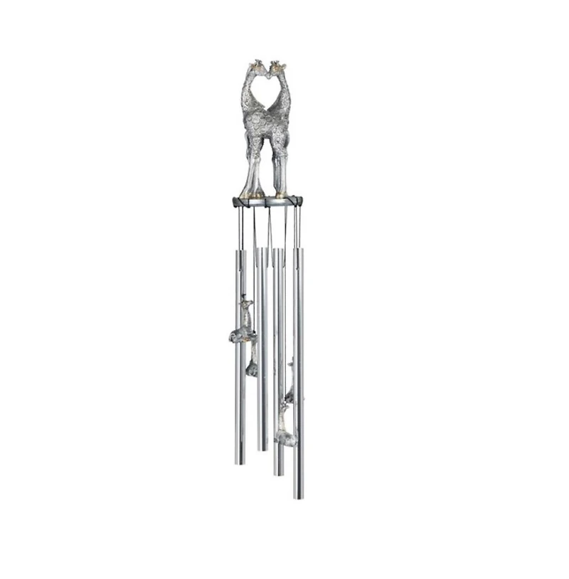 23" Long Silver Giraffe Round Top Wind Chime