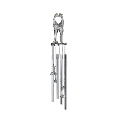 23" Long Silver Giraffe Round Top Wind Chime