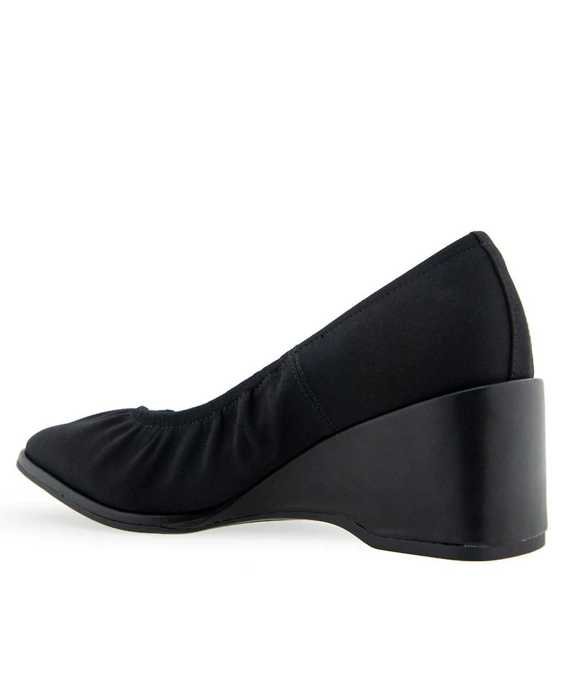 Aerosoles Airlie Dress-Pump-Wedge - Black Stretch