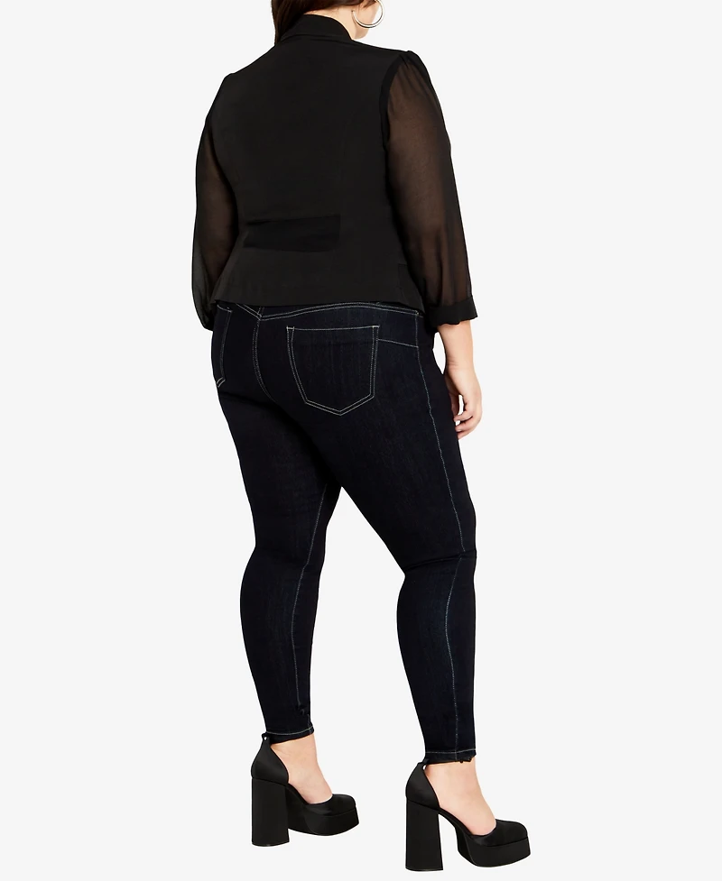 City Chic Plus Size Drapey Sheer Chiffon Blazer Jacket