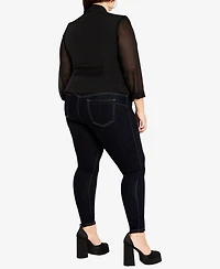 City Chic Plus Size Drapey Sheer Chiffon Blazer Jacket