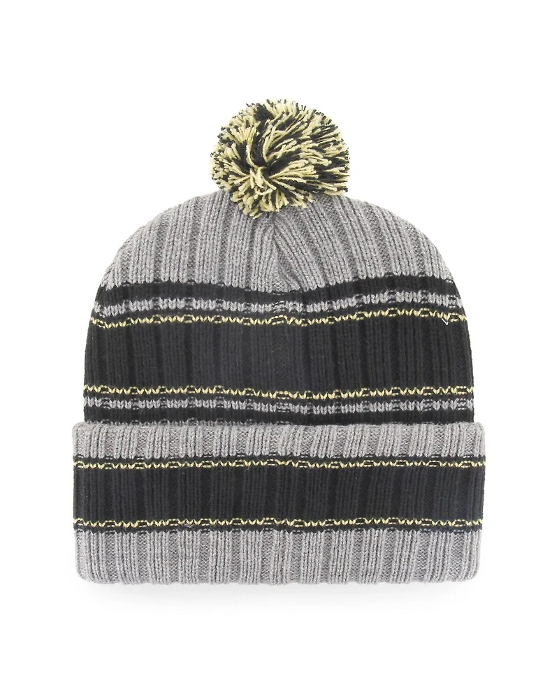 Men's '47 Brand Graphite, Black New Orleans Saints Rexford Cuffed Knit Hat with Pom
