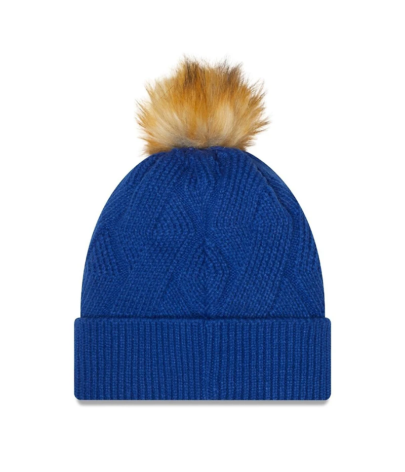 Women's New Era Royal Kansas City Royals Snowy Cuffed Knit Hat with Pom
