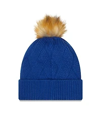 Women's New Era Royal Kansas City Royals Snowy Cuffed Knit Hat with Pom
