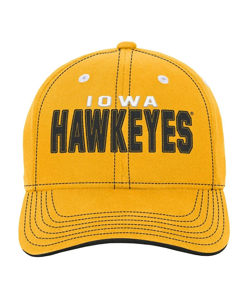 Big Boys and Girls Gold Iowa Hawkeyes Old School Slouch Adjustable Hat