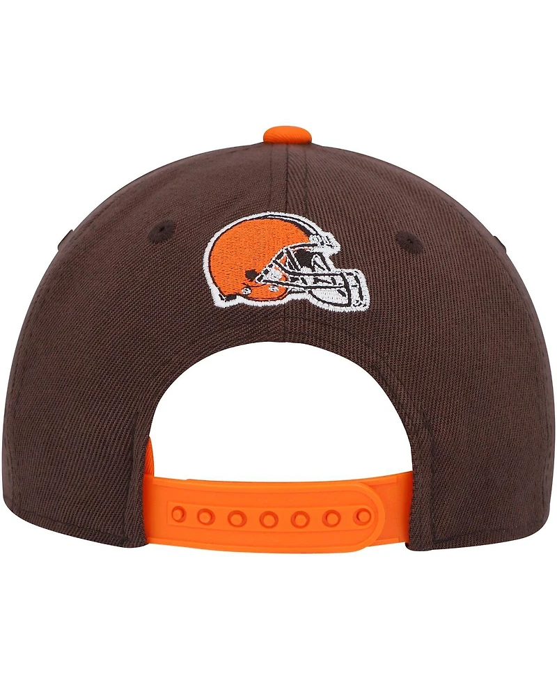 Big Boys and Girls Brown Cleveland Browns On Trend Precurved A-Frame Snapback Hat
