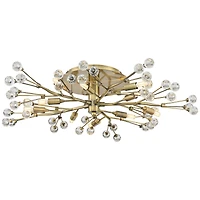 Possini Euro Design Ceiling Light Semi Flush Mount Fixture Led Brass 27 1/2" Wide 10-Light Crystal Berry for Living Room