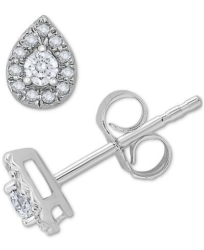 Diamond Pear-Shaped Halo Stud Earrings (1/4 ct. t.w.) in 14k White Gold