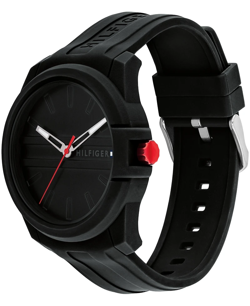 Tommy Hilfiger Men's Quartz Black Silicone Watch 44mm