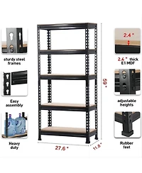 Sugift 5-Tier Steel Height -Adjustable Shelving Unit
