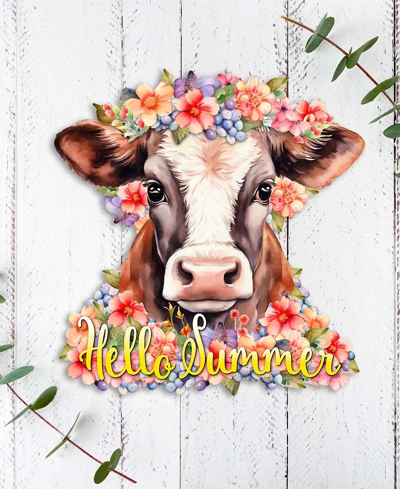 Designocracy Holiday Wood Welcome Sign Hanging Decoration Hello Summer G. DeBrekht