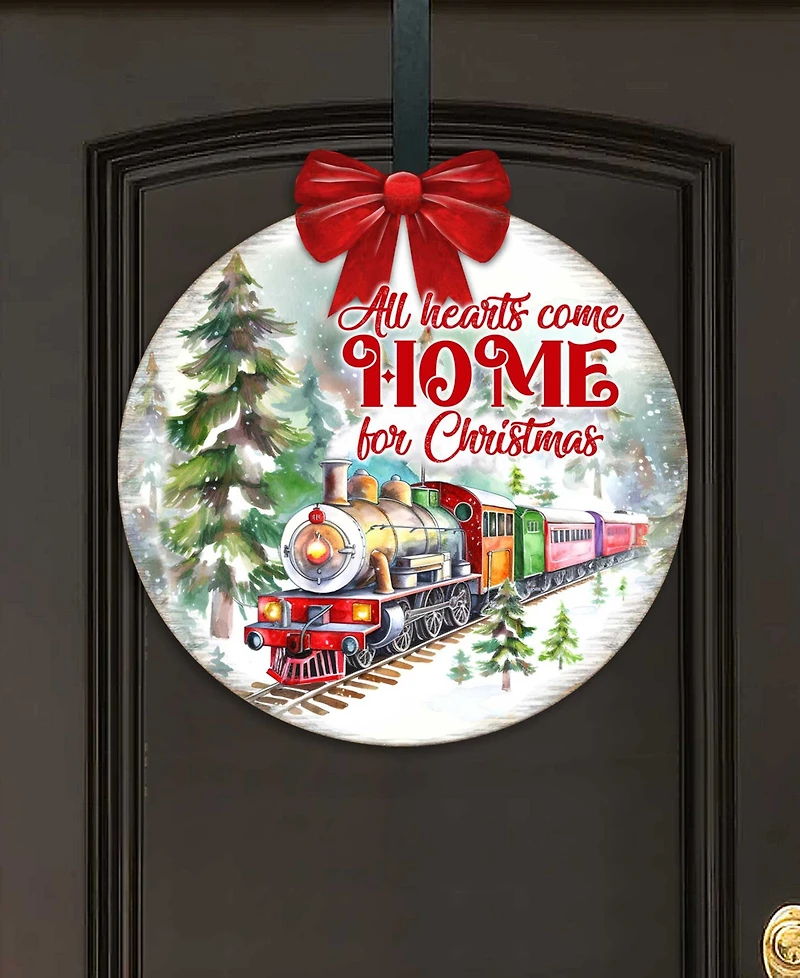 Designocracy All Hearts Come Home for Christmas Wooden Door Decor Welcome Sign G. DeBrekht