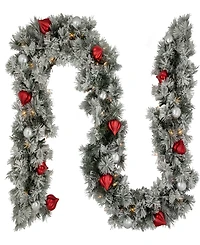 Northlight 9' x 12' Pre-Lit Snowy Bristle Pine Artificial Christmas Garland, Clear Lights