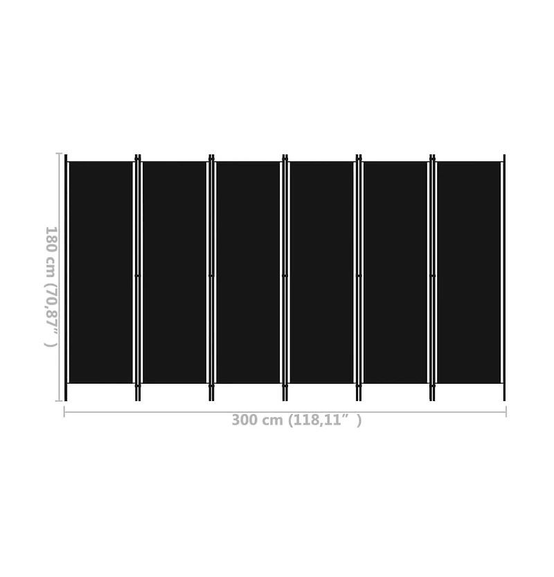 vidaXL 6-Panel Room Divider Black 118.1"x70.9"