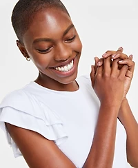 On 34th Women's Flutter-Sleeve Ribbed Top