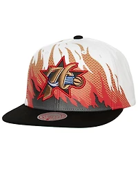 Men's Mitchell & Ness White Philadelphia 76ers Hot Fire Snapback Hat