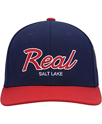 Men's Mitchell & Ness Navy Real Salt Lake Team Script 2.0 Stretch Snapback Hat