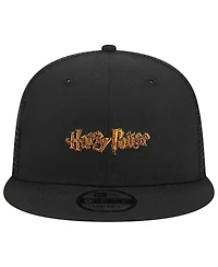 Men's New Era Black Harry Potter Trucker 9FIFTY Snapback Hat