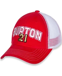 Women's Checkered Flag Sports Red, White Harrison Burton Name and Number Adjustable Hat