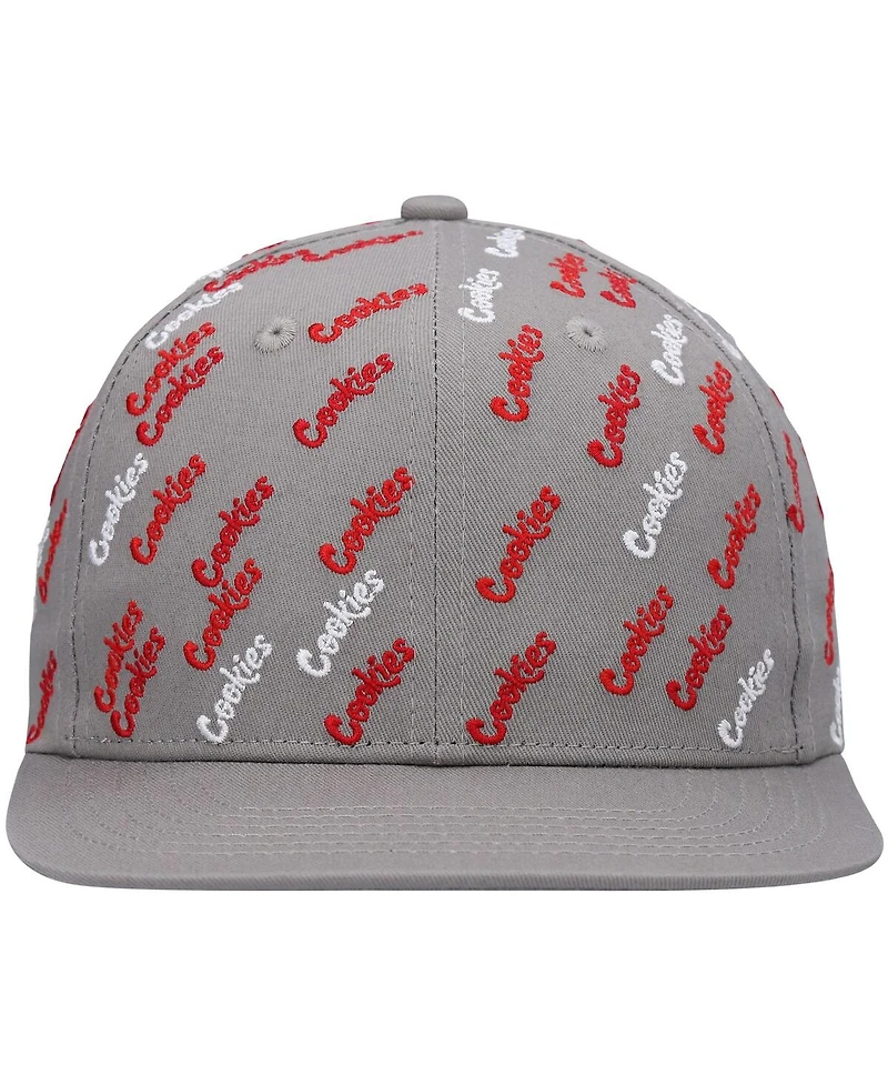 Men's Cookies Gray Triple Beam Allover Print Snapback Hat