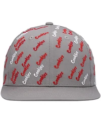 Men's Cookies Gray Triple Beam Allover Print Snapback Hat