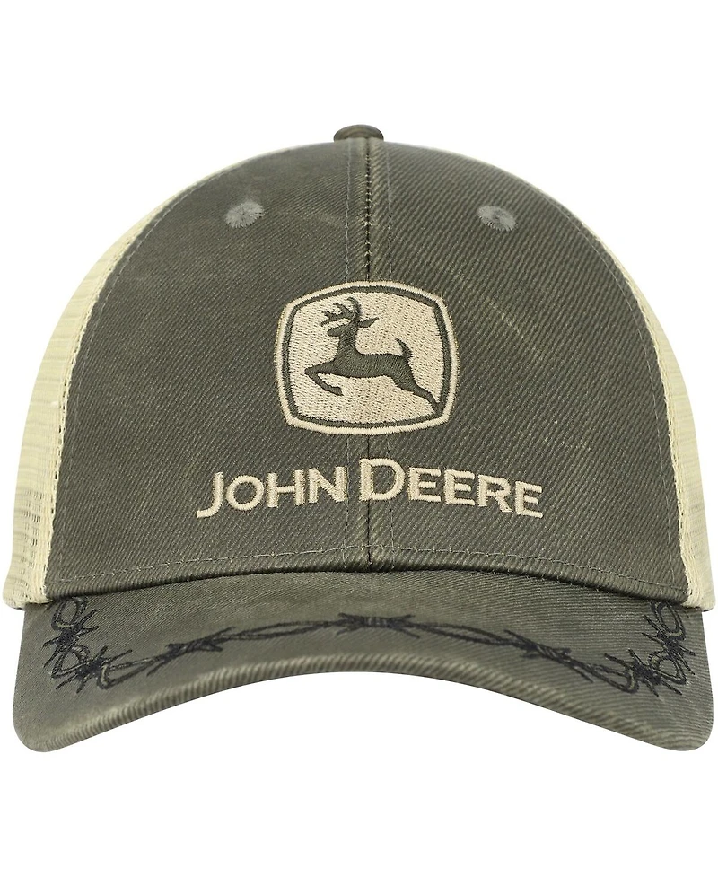Men's Top of the World Olive John Deere Classic Oil Skin Trucker Adjustable Hat