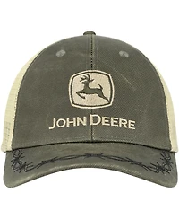 Men's Top of the World Olive John Deere Classic Oil Skin Trucker Adjustable Hat