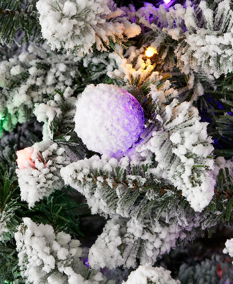 Seasonal Snow Kissed Pine 7.5' Pre-Lit Flocked Pvc Full Tree with Metal Stand, 1117 Tips, 480 Led Lights