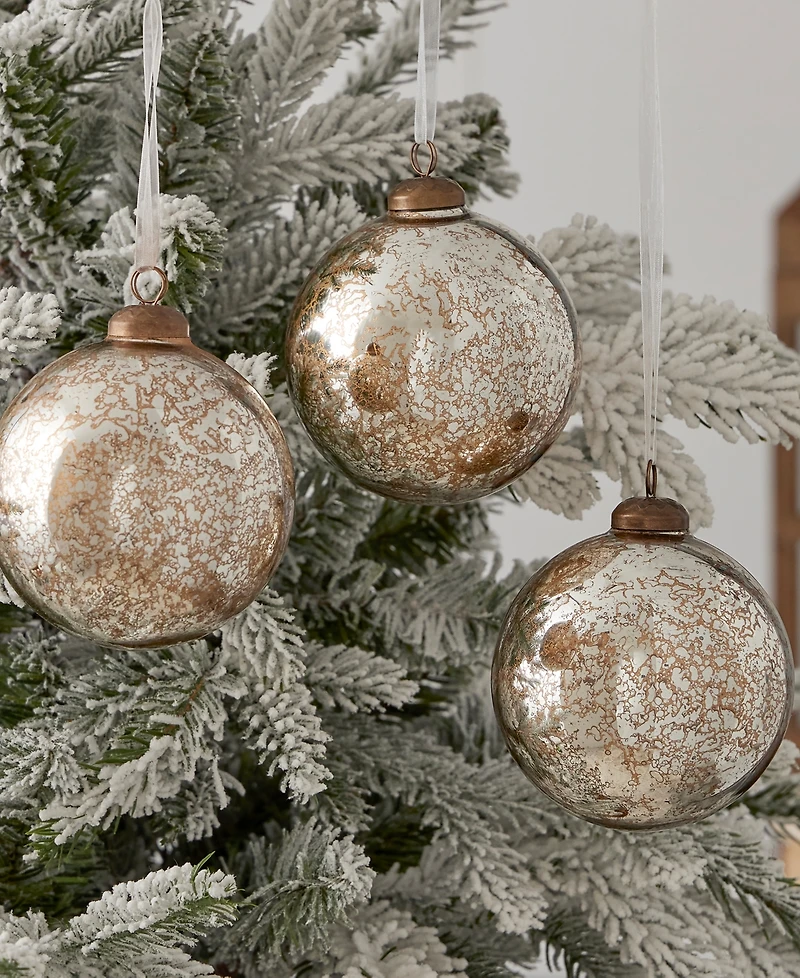 Seasonal Mercury Glass Ornament 100 Millimeter, Set of 3