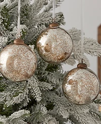 Seasonal Mercury Glass Ornament 100 Millimeter, Set of 3
