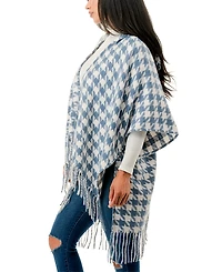 Marcus Adler Hooded Houndstooth Ruana Scarf