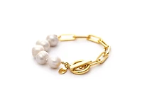 Rivka Friedman Natural Pearl Bead and Chain Toggle Bracelet
