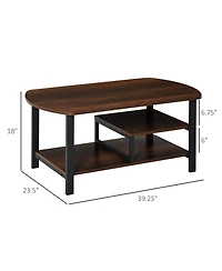 Homcom 3-Tier Metal Frame Table w/Undershelves for Living Room or Office