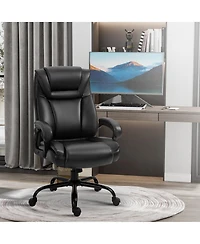 Vinsetto Big and Tall Executive Office Chair w/ Pu Leather Fabric, Wheel, Black