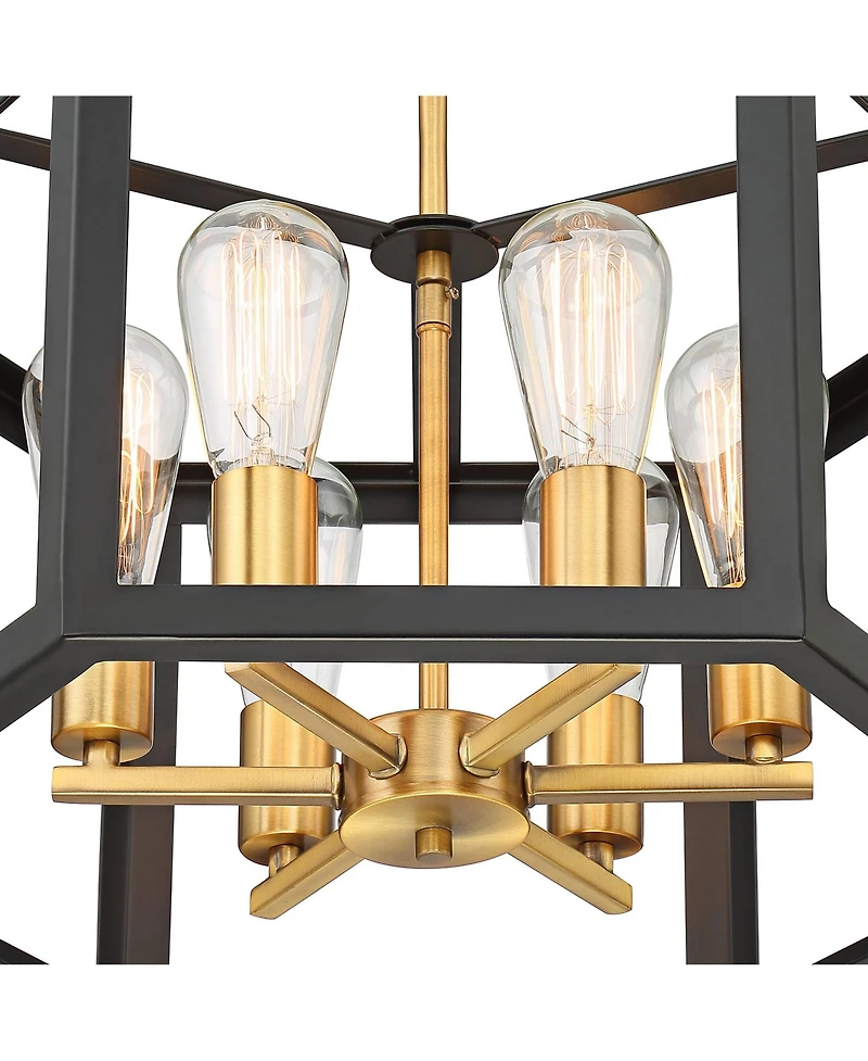 Possini Euro Design Beni Industrial Modern Farmhouse Ceiling Light Semi Flush Mount Fixture 20" Wide Antique Bronze Gold 6-Light for Bedroom Kitc