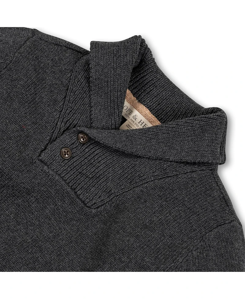 Hope & Henry Baby Boys Long Sleeve Striped Shawl Collar Sweater