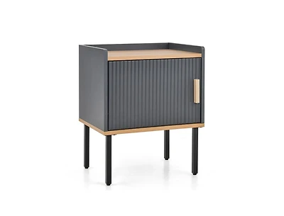 Nightstand Bedside End Table with Door Cabinet for Living Room Bedroom-Grey