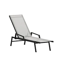 Emma+Oliver Braelin Textilene Adjustable 5 Position Patio Chaise Lounge With Armrests And Metal Frame