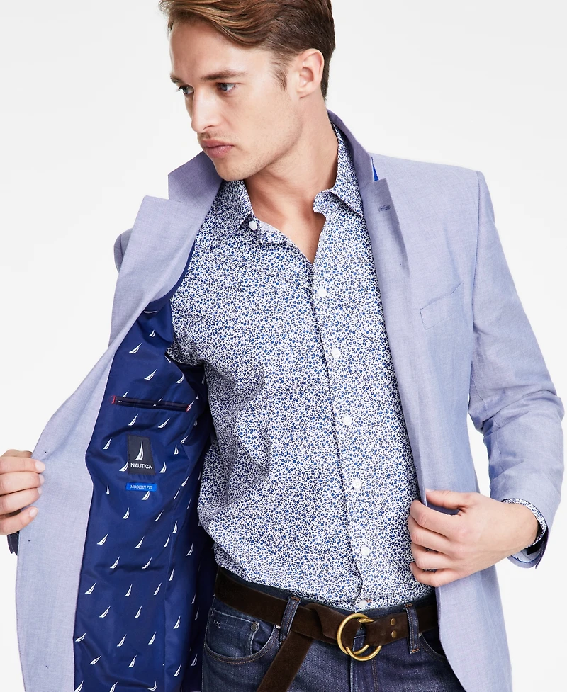 Nautica Men's Modern-Fit Chambray Sport Coat
