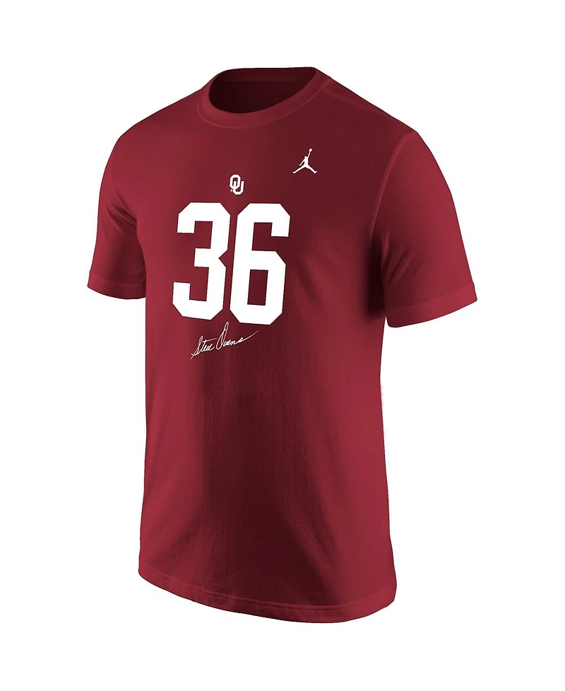 Men's Jordan Crimson Oklahoma Sooners Steve Owens Jersey T-shirt