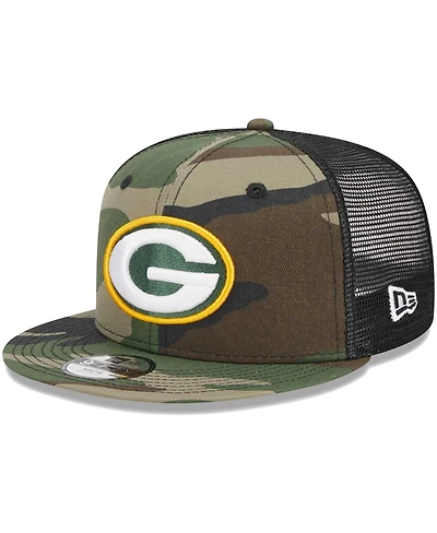 Big Boys and Girls New Era Camo Green Bay Packers Main Trucker 9FIFTY Snapback Hat