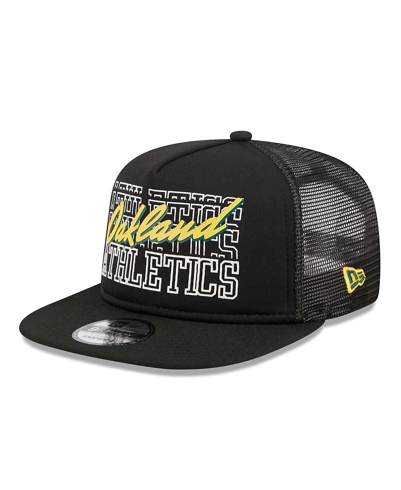 Men's New Era Black Oakland Athletics Street Team A-Frame Trucker 9FIFTY Snapback Hat