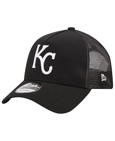 Men's New Era Black Kansas City Royals A-Frame 9FORTY Trucker Adjustable Hat