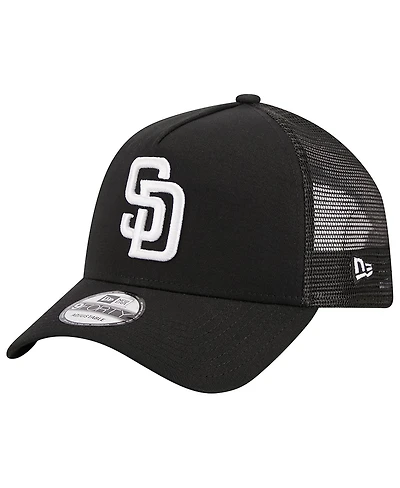 Men's New Era Black San Diego Padres A-Frame 9FORTY Trucker Adjustable Hat