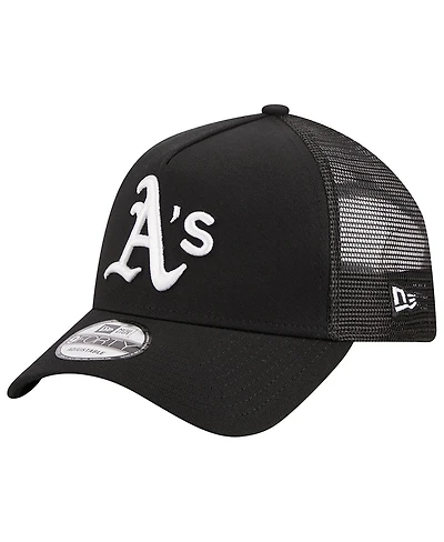 Men's New Era Black Oakland Athletics A-Frame 9FORTY Trucker Adjustable Hat