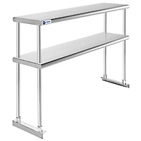 Gridmann Nsf Commercial Stainless Steel Double Overshelf 48" x 12" for Prep & Work Table