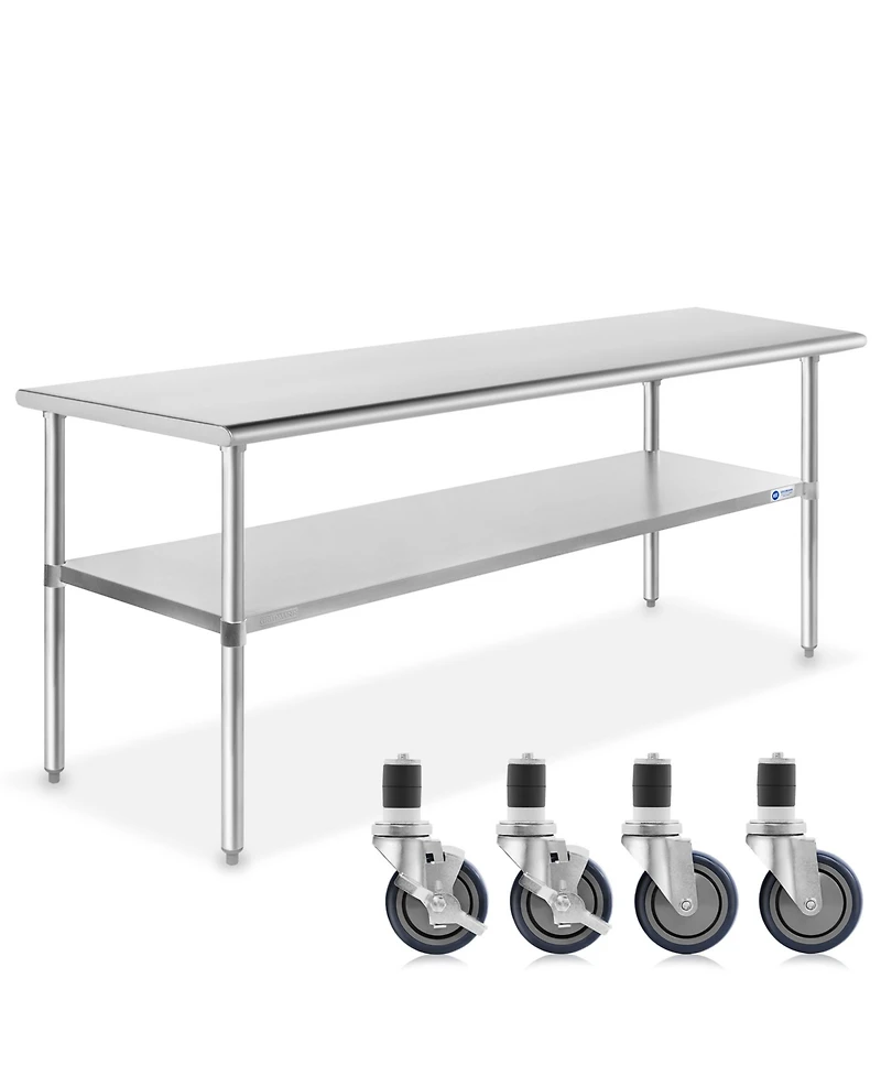 Gridmann 60 x 30 Inch Stainless Steel Table w/ 4 Casters, Nsf Commercial Kitchen Work & Prep Table
